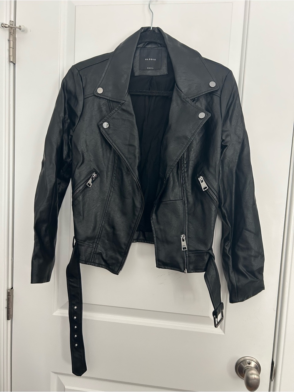 Elodie Black Faux Leather Motorcycle Jacket